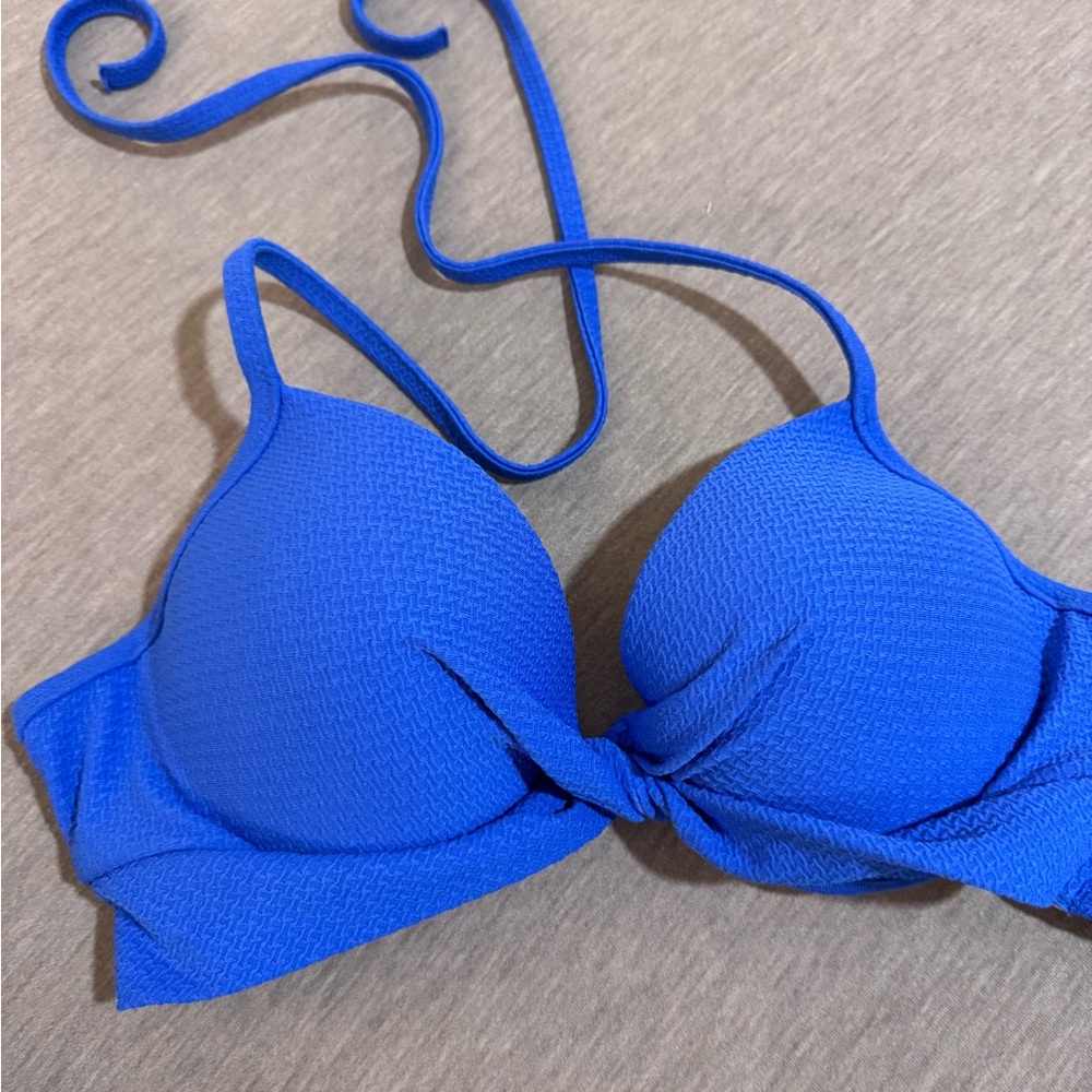 Shade & Shore Textured Blue Bikini Top